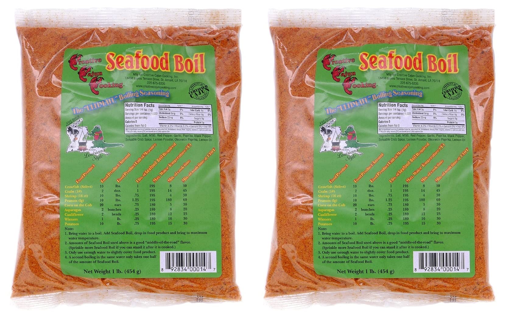 Creative Cajun Cooking Seafood Boil Seasoning for Crawfish, Shrimp and Crabs, 1 Pound Bag (Pack of Two), 16 Ounce  
Crea